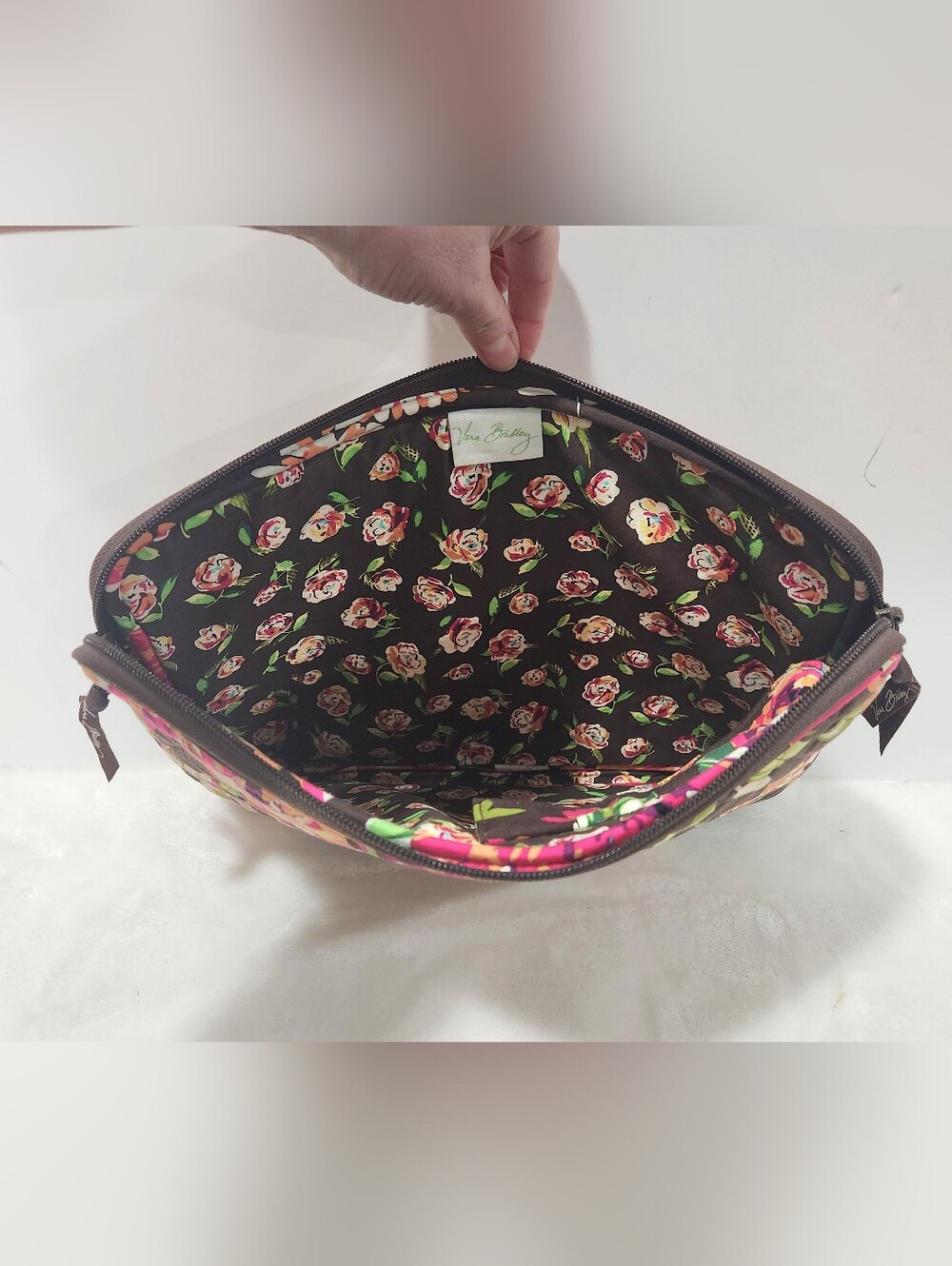 Vera Bradley Retired English Rose Brown Pink Quilted Tech Laptop Sleeve Case - Picture 10 of 11